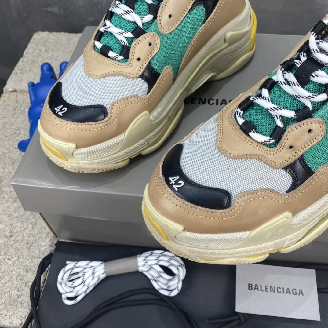 Balenciaga Triple S Beige Green Yellow Replica Sneakers – Rep Shoes Collection Original 783