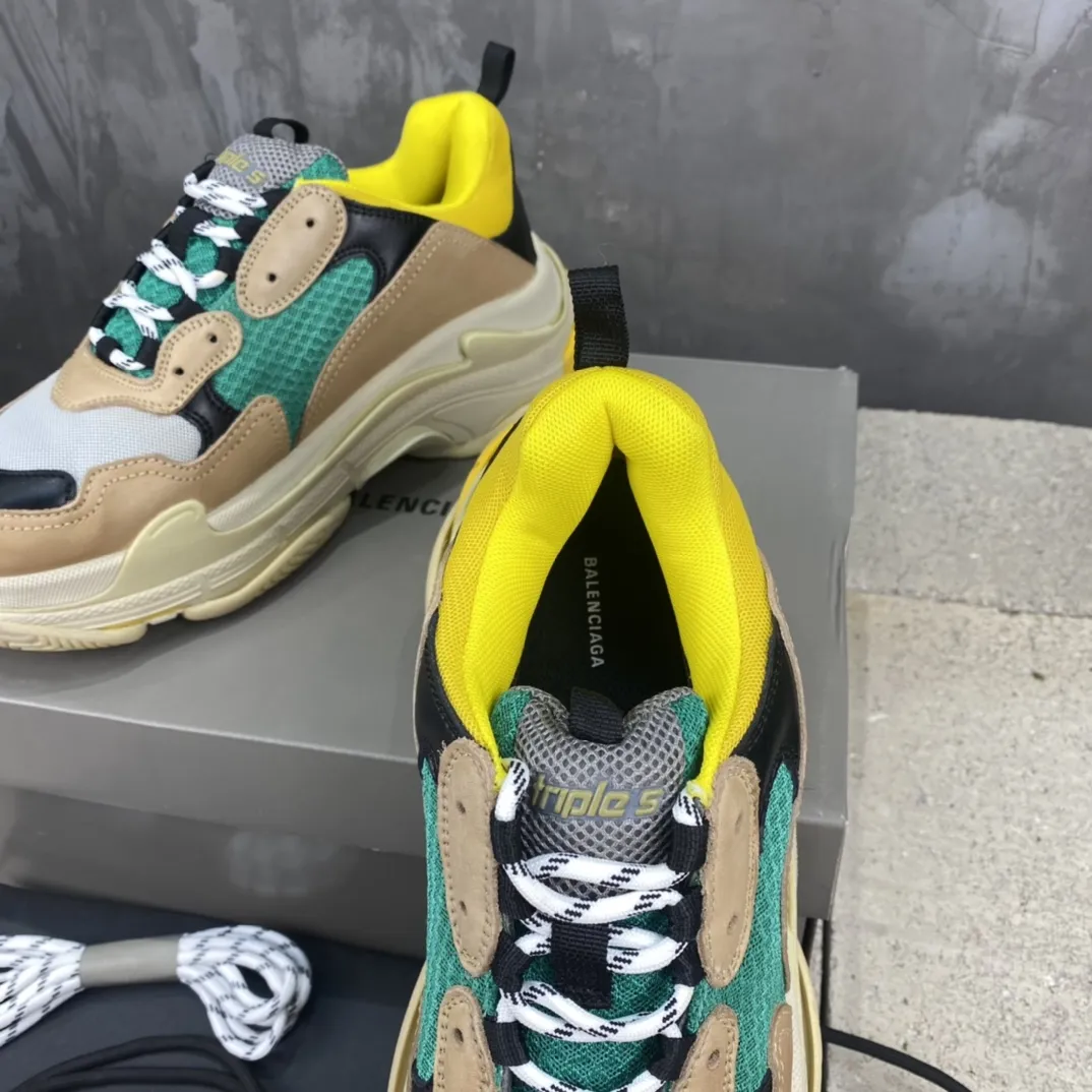 Balenciaga Triple S Beige Green Yellow Replica Sneakers – Rep Shoes Collection Original 783