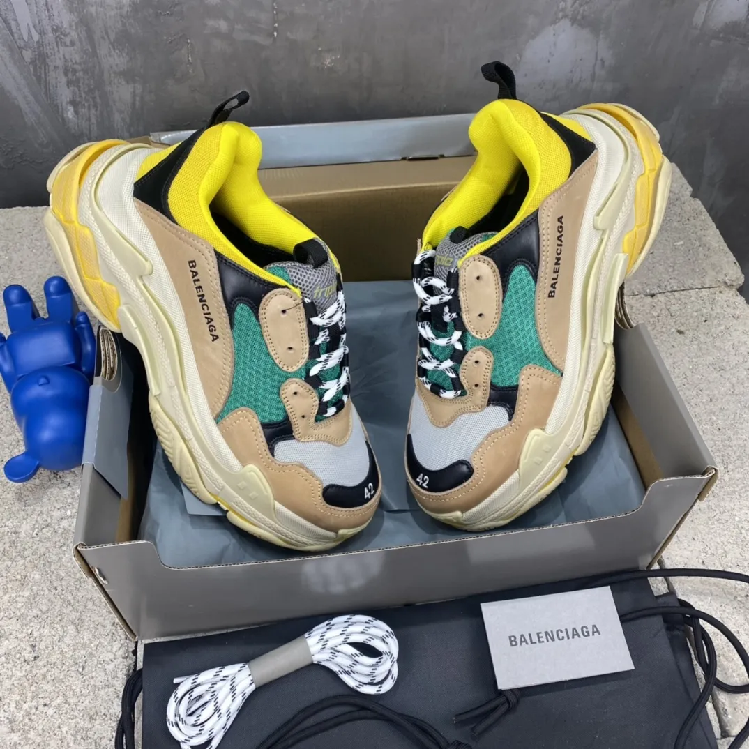Balenciaga Triple S Beige Green Yellow Replica Sneakers – Rep Shoes Collection Original 783