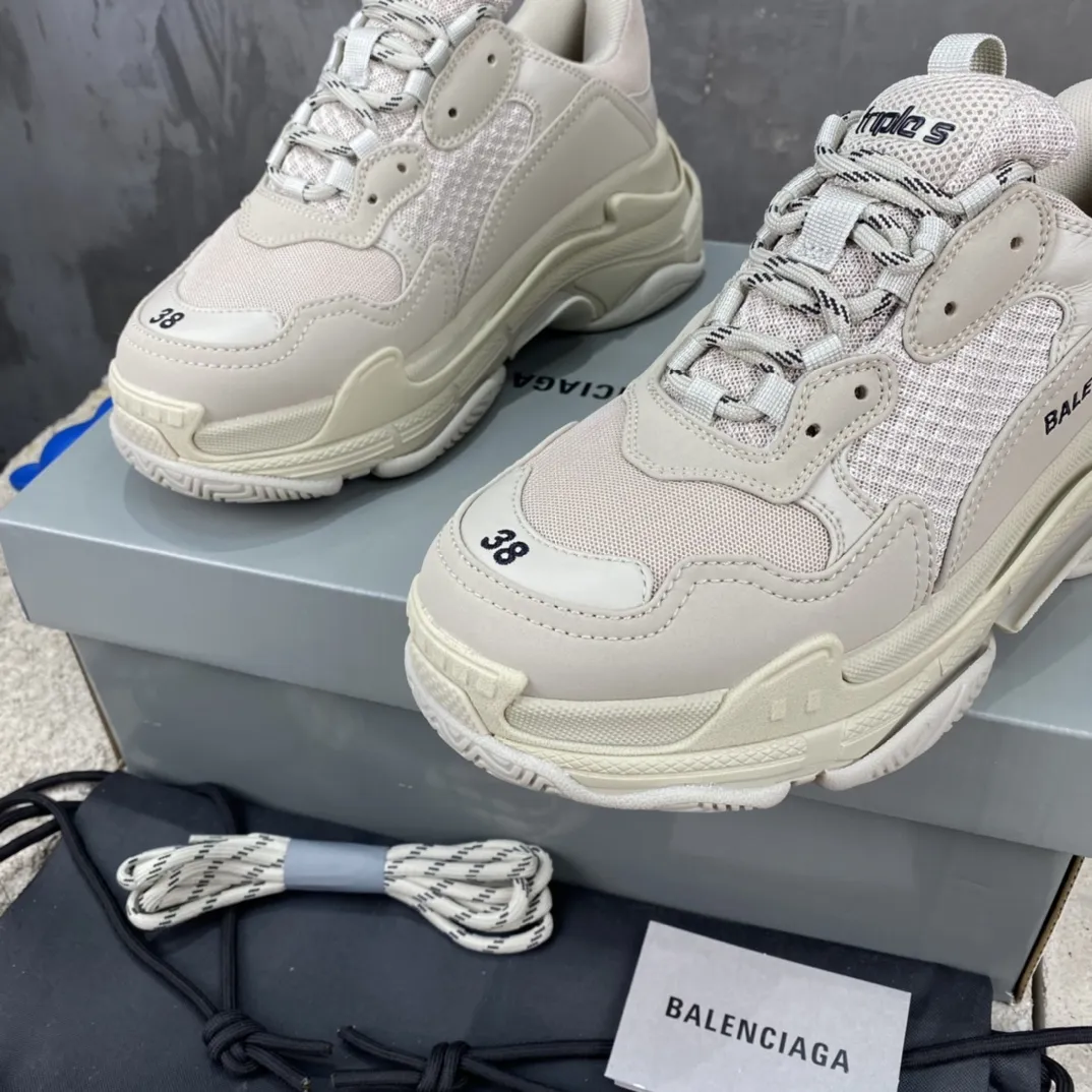 Neat Balenciaga Triple S Beige Replica Sneakers –  Rep Shoes Collection 788