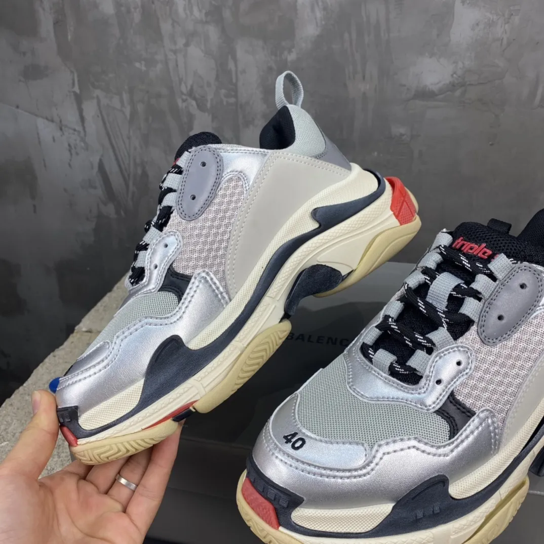 Balenciaga Triple S Silver Red Replica Sneakers –  Rep Shoes for Sale Lightweight 804