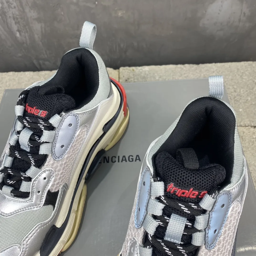 Balenciaga Triple S Silver Red Replica Sneakers –  Rep Shoes for Sale Lightweight 804