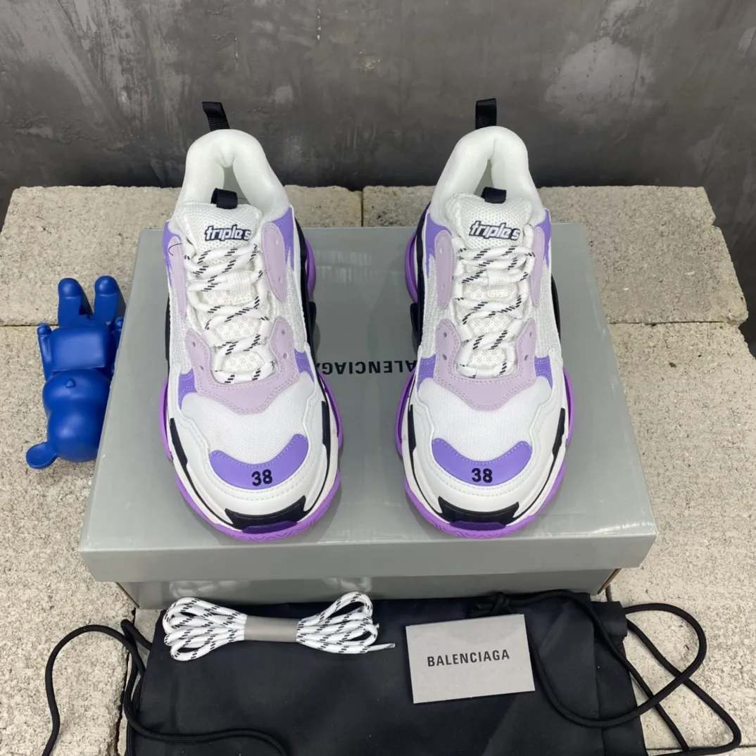 Refined Balenciaga Triple S White Purple Replica Sneakers –  Rep Shoes Collection 762
