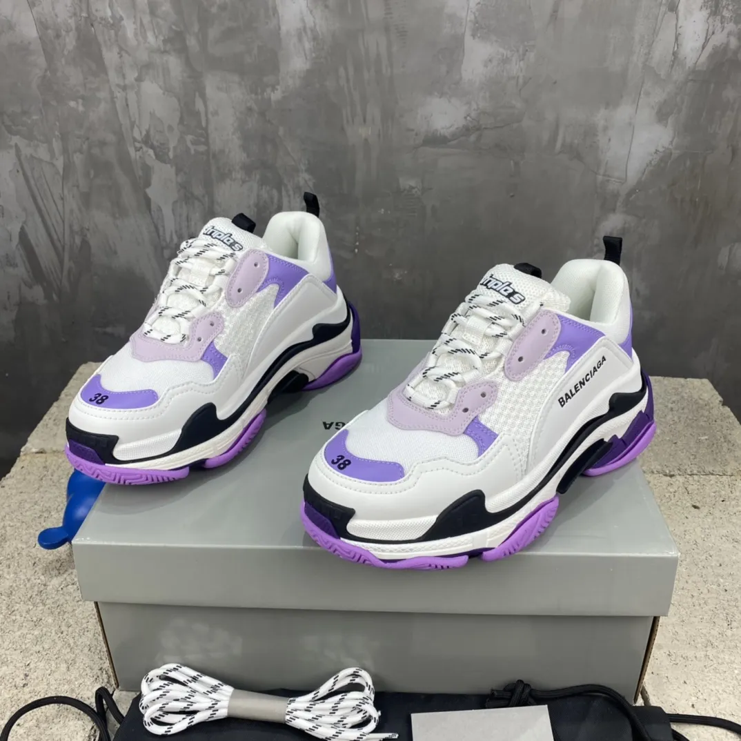 Refined Balenciaga Triple S White Purple Replica Sneakers –  Rep Shoes Collection 762