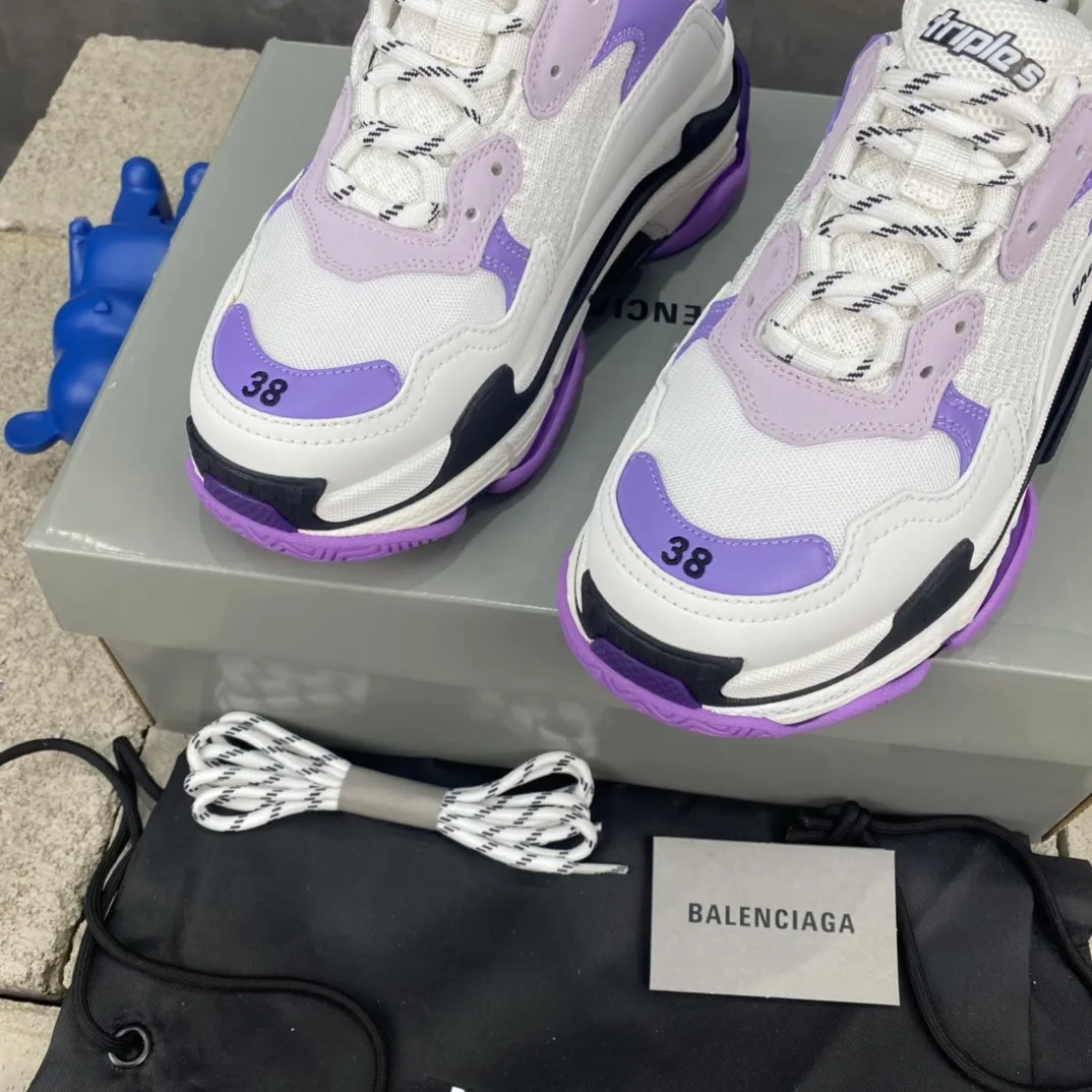 Refined Balenciaga Triple S White Purple Replica Sneakers –  Rep Shoes Collection 762