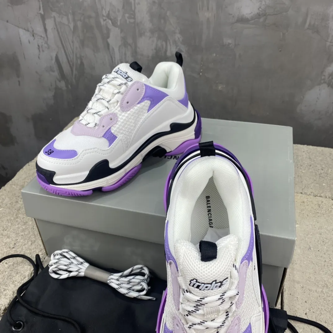 Refined Balenciaga Triple S White Purple Replica Sneakers –  Rep Shoes Collection 762