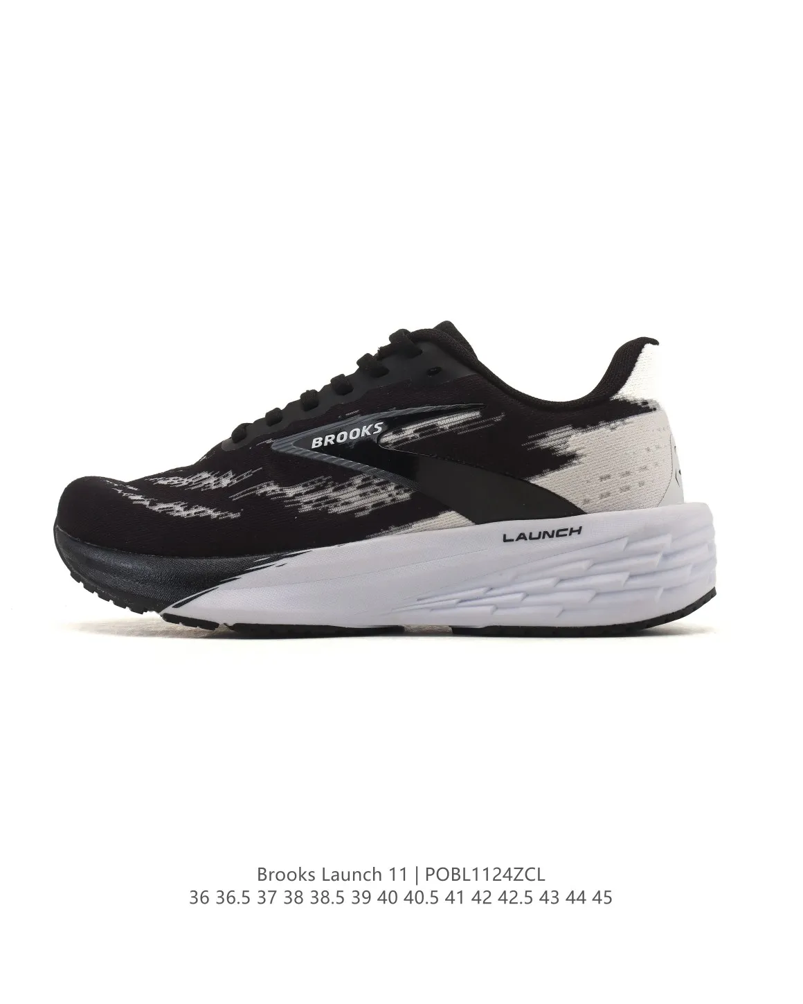Brooks Launch 11 Black White Replica Running Shoes with Rep Design ZipUp 18