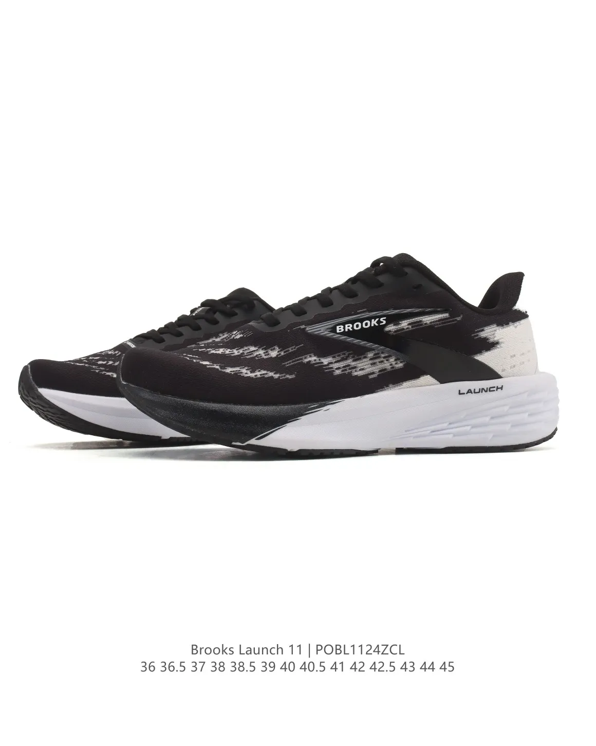 Brooks Launch 11 Black White Replica Running Shoes with Rep Design ZipUp 18