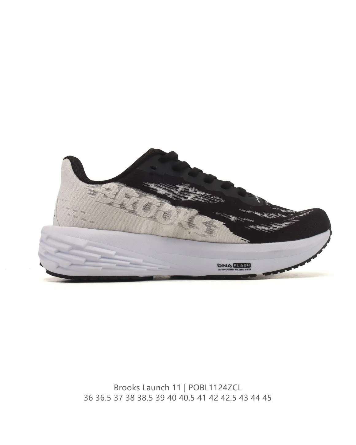 Brooks Launch 11 Black White Replica Running Shoes with Rep Design ZipUp 18
