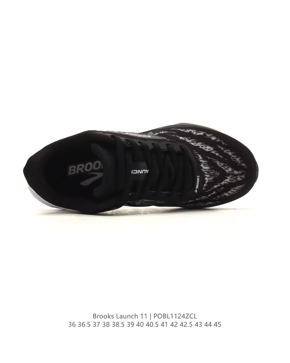 Brooks Launch 11 Black White Replica Running Shoes with Rep Design ZipUp 18