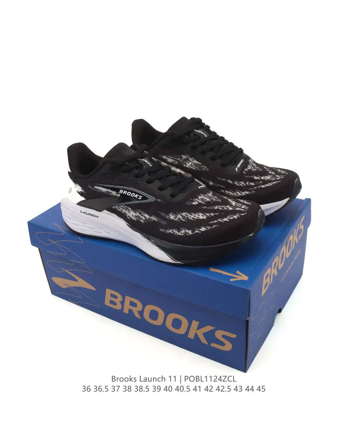 Brooks Launch 11 Black White Replica Running Shoes with Rep Design ZipUp 18