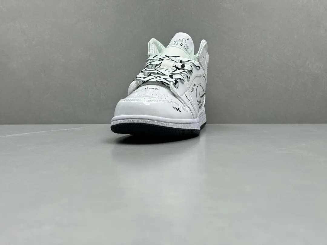 ChunYuan 230 AJ1 Zhongbang Pure  Version – White Anime Doodle High-Top Rep Shoes, Best Replica Sneakers, Sizes 36-46 (Including Half Sizes Breathable 1292
