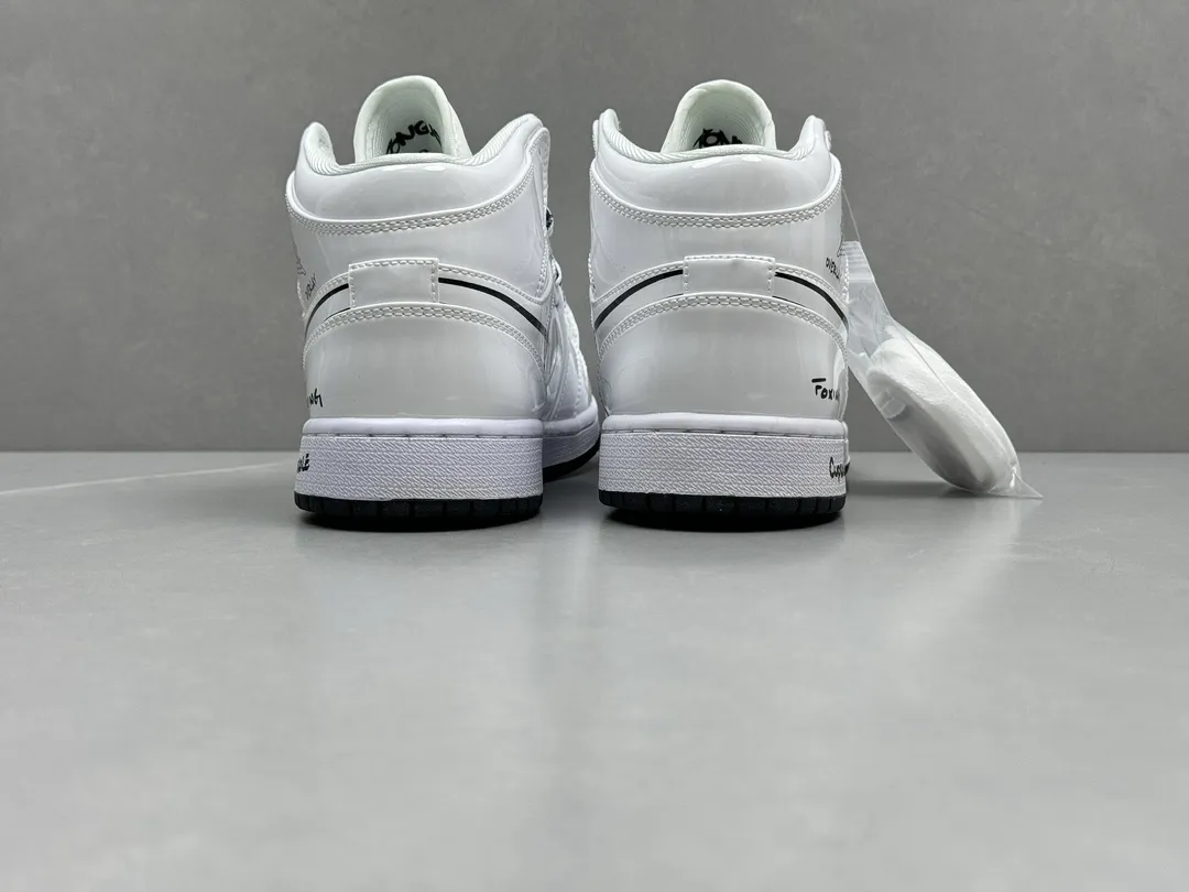 ChunYuan 230 AJ1 Zhongbang Pure  Version – White Anime Doodle High-Top Rep Shoes, Best Replica Sneakers, Sizes 36-46 (Including Half Sizes Breathable 1292