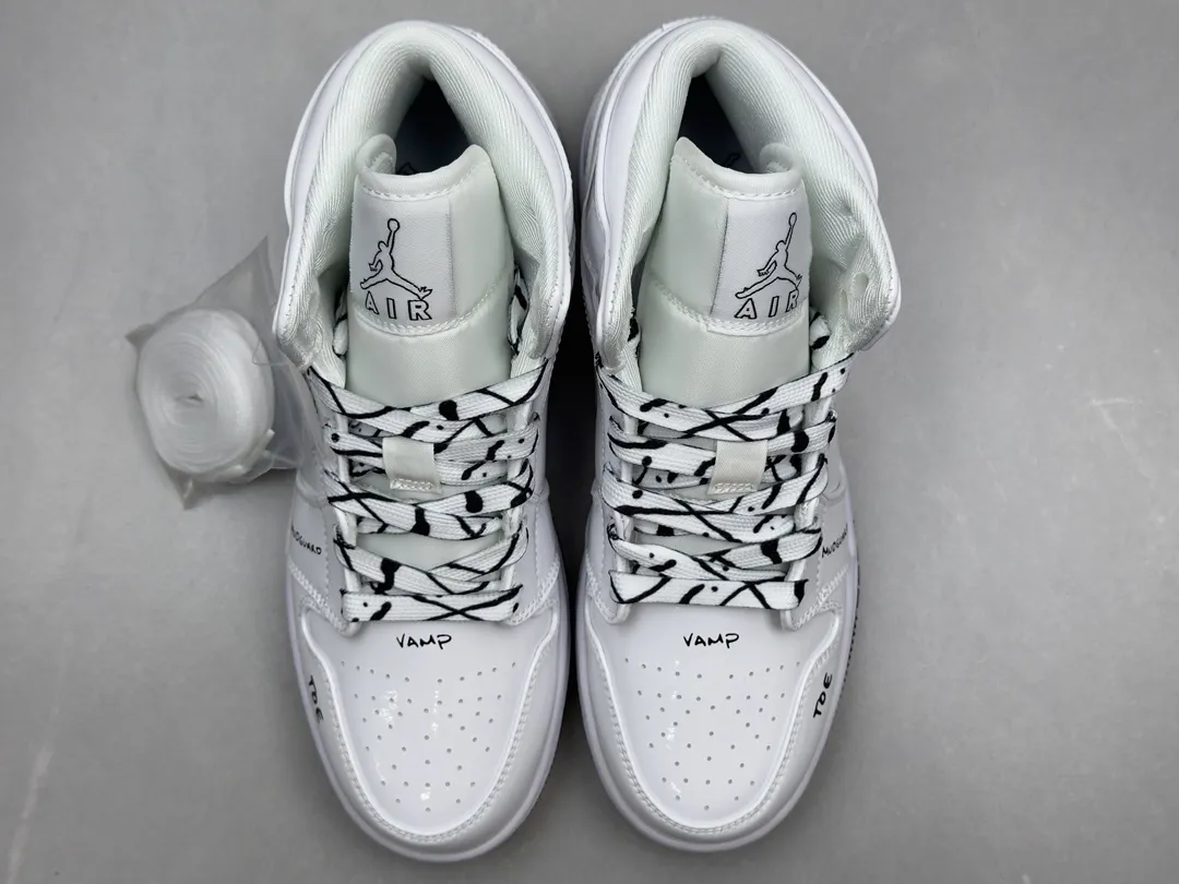 ChunYuan 230 AJ1 Zhongbang Pure  Version – White Anime Doodle High-Top Rep Shoes, Best Replica Sneakers, Sizes 36-46 (Including Half Sizes Breathable 1292