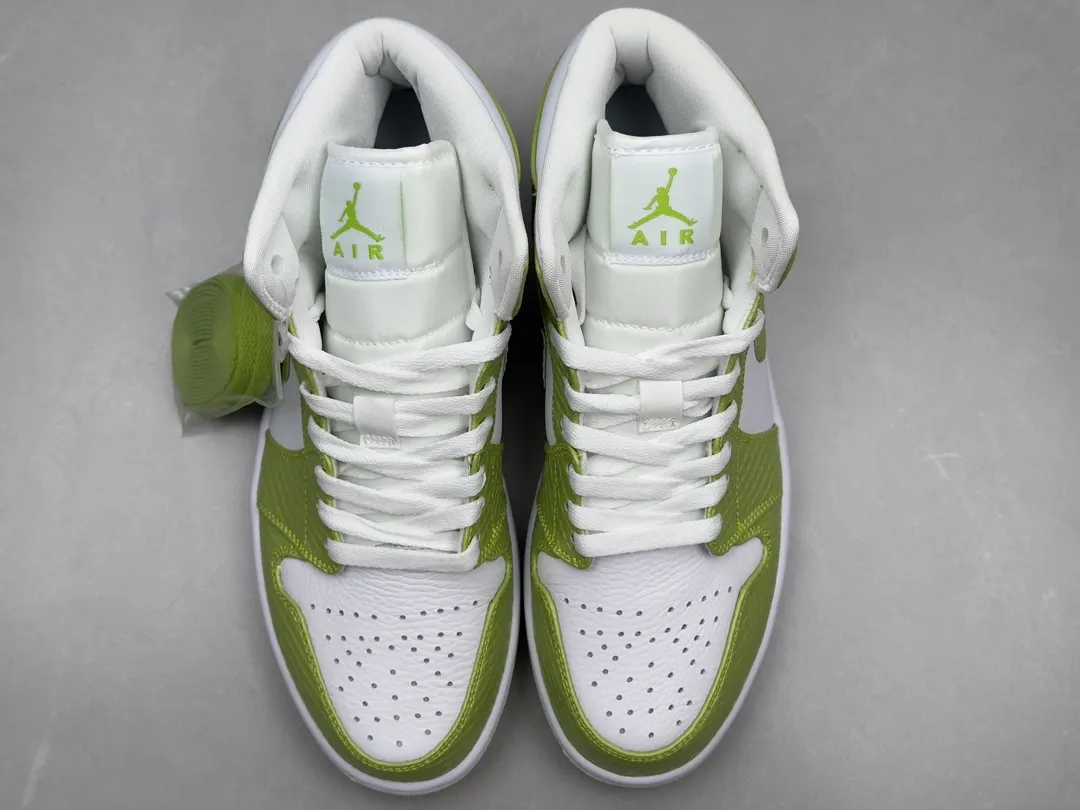 ChunYuan 230 AJ1 Zhongbang Pure  Version Snakeskin White Green High-Top Rep Shoes, Best Replica Sneakers for Sale, Size 36-46 (Including Half Sizes EasyCare 1295
