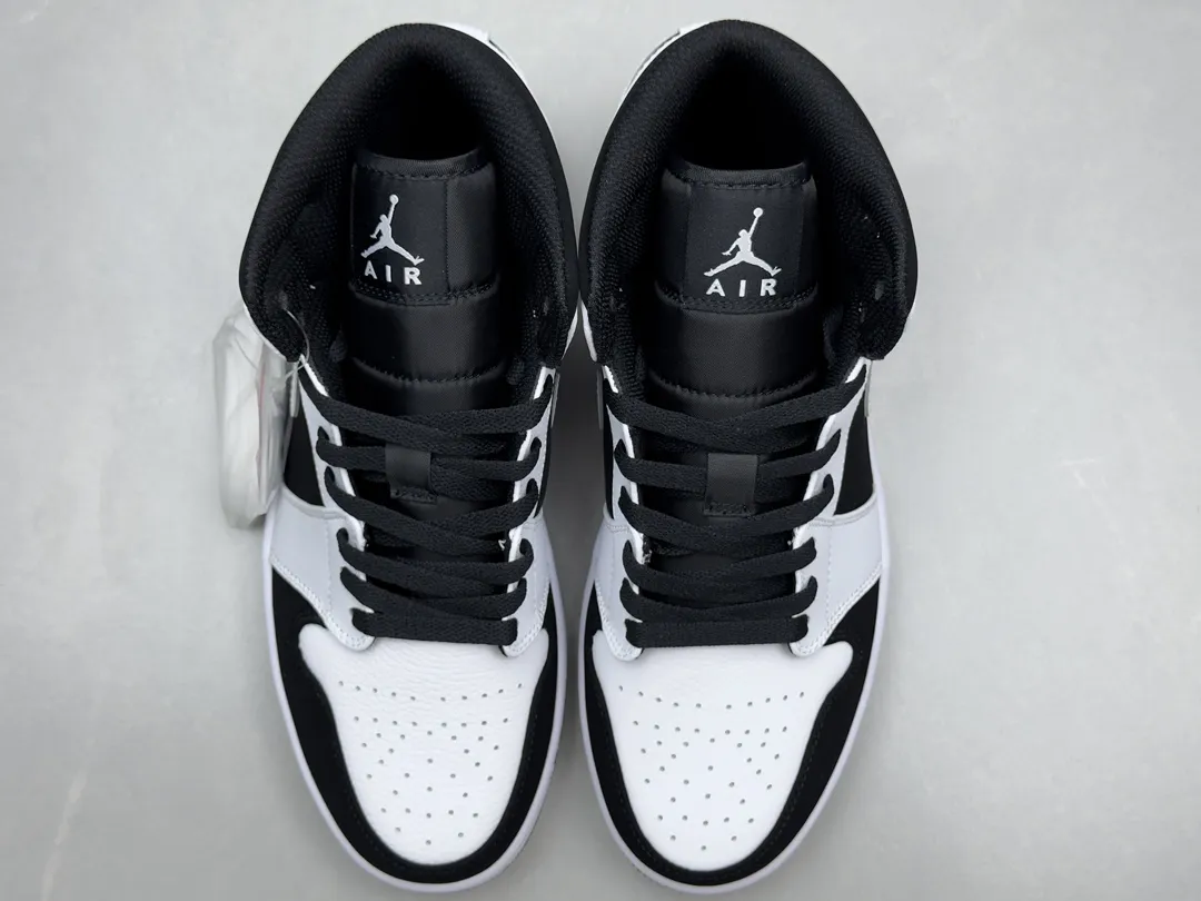 SoftTouch ChunYuan AJ1 Zhongbang Panda Black and White High-Top Sneakers, Top Rep Shoes and Best Replica Sneakers in Sizes 36-46 (Including Half Sizes 1335