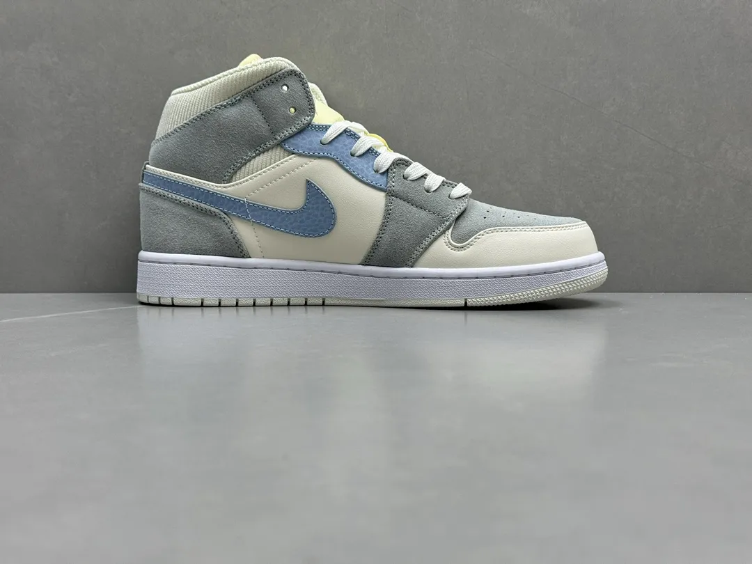 ComfortFit ChunYuan AJ1 Zhongbang Pure  Version Basketball Shoes – Grey Blue, High-Top, Rep Shoes, Top Replica Sneakers, Size 36-46 (Including Half Sizes 1322