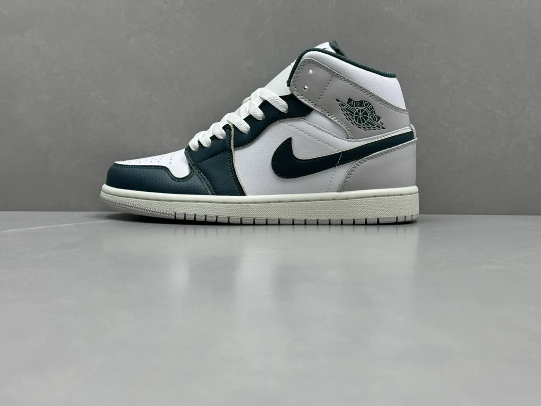 ChunYuan AJ1 Zhongbang Pure  Version White Grey Green Basketball Shoes, Top Rep Shoes, Best Replica Sneakers, Size 36-46 (Including Half Sizes Bold 1325