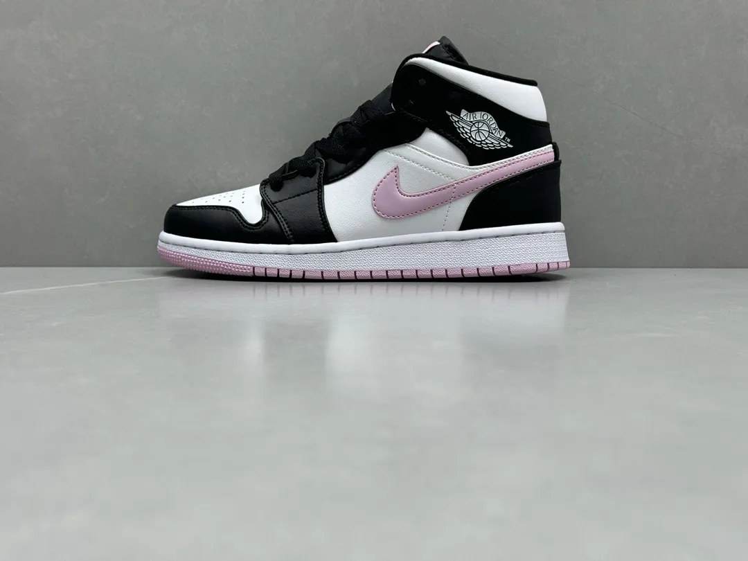 ChunYuan230 AJ1 ZhongBang Pure  Version Pink Panda High-Top Sneakers – Black White Pink, Top Rep Shoes, Best Replica Sneakers, Sizes 36-46 (Including Half Sizes Unique 1304