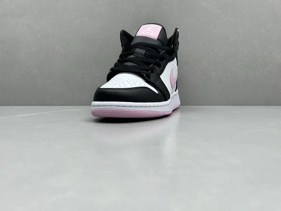 ChunYuan230 AJ1 ZhongBang Pure  Version Pink Panda High-Top Sneakers – Black White Pink, Top Rep Shoes, Best Replica Sneakers, Sizes 36-46 (Including Half Sizes Unique 1304