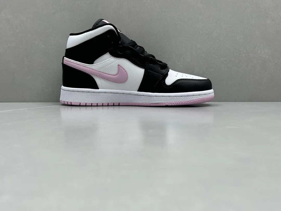 ChunYuan230 AJ1 ZhongBang Pure  Version Pink Panda High-Top Sneakers – Black White Pink, Top Rep Shoes, Best Replica Sneakers, Sizes 36-46 (Including Half Sizes Unique 1304