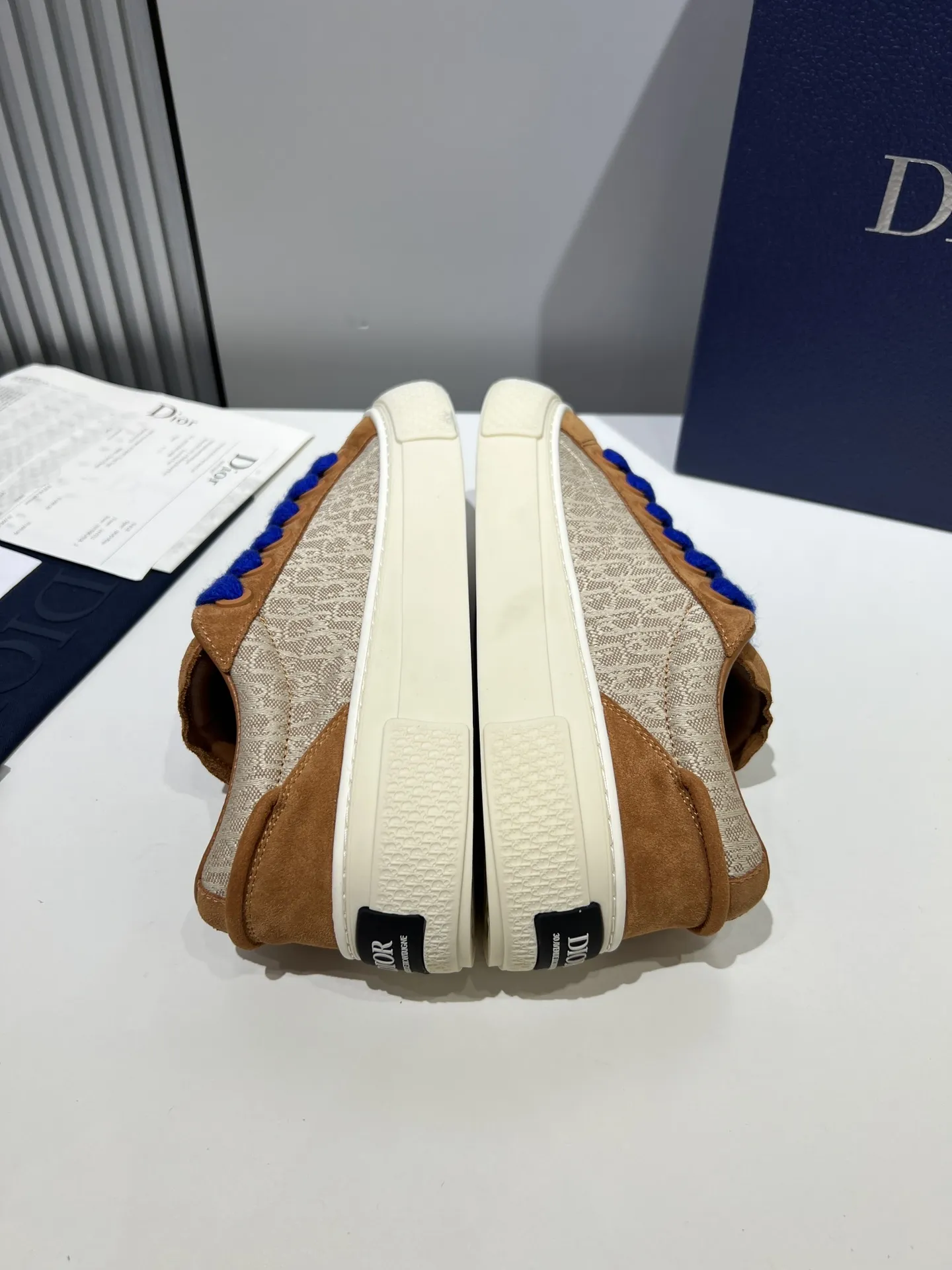 Dior B33 Sneakers – Couple Edition, Brown with Blue Laces,  Rep Shoes, Best Replica Sneakers MoistureWicking 49