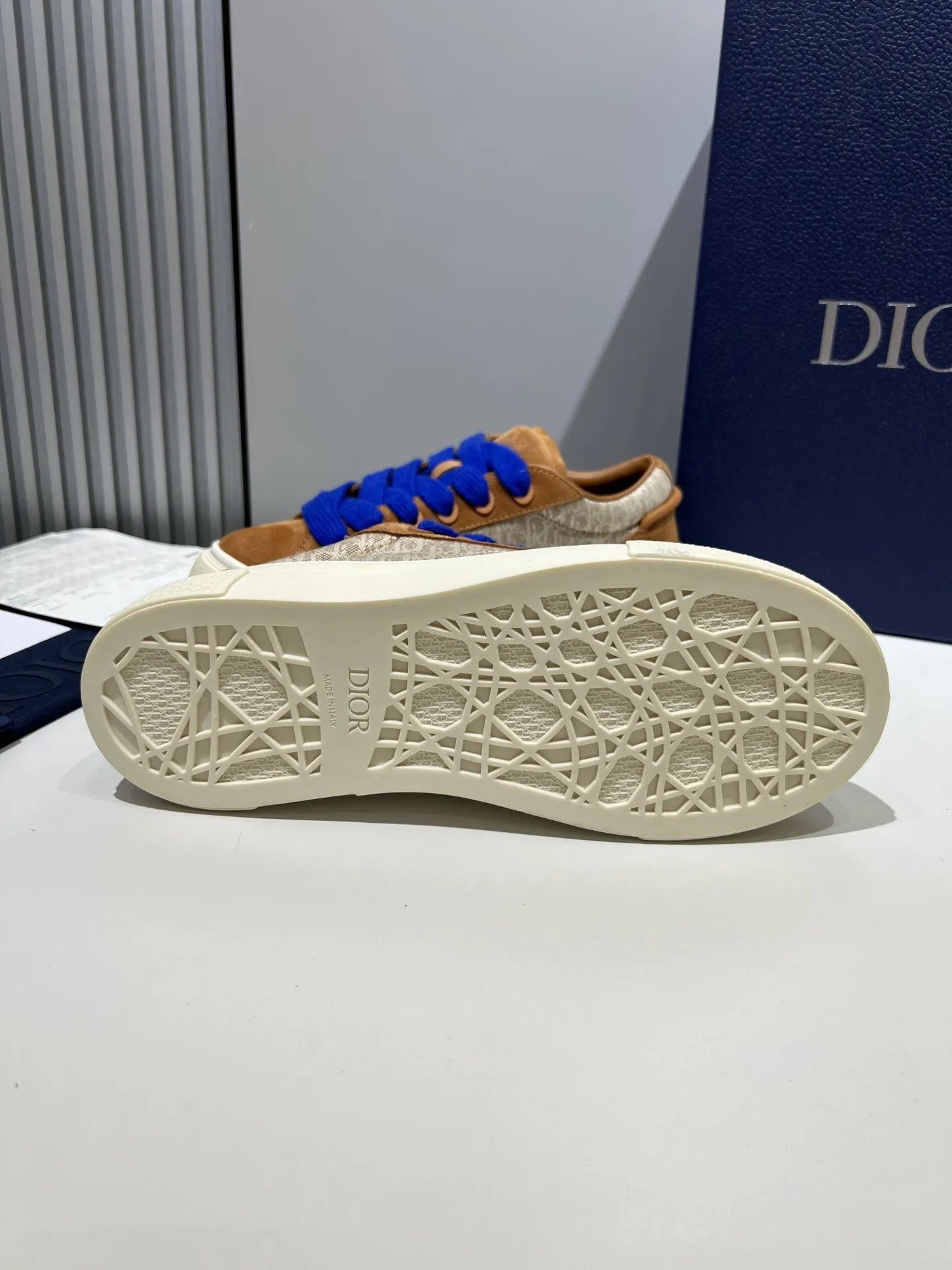 Dior B33 Sneakers – Couple Edition, Brown with Blue Laces,  Rep Shoes, Best Replica Sneakers MoistureWicking 49