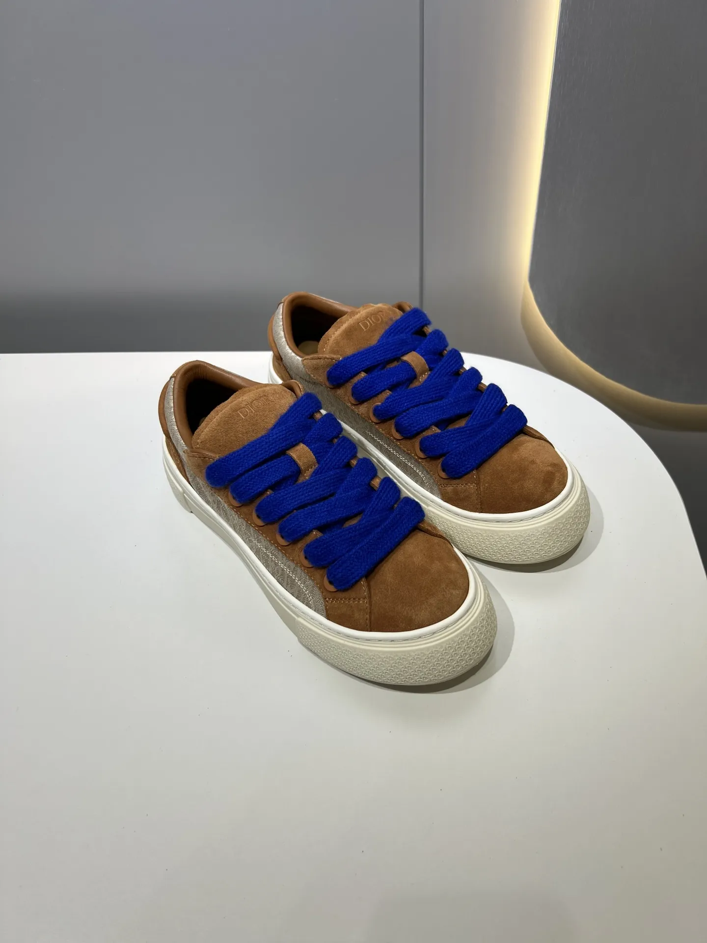 Dior B33 Sneakers – Couple Edition, Brown with Blue Laces,  Rep Shoes, Best Replica Sneakers MoistureWicking 49