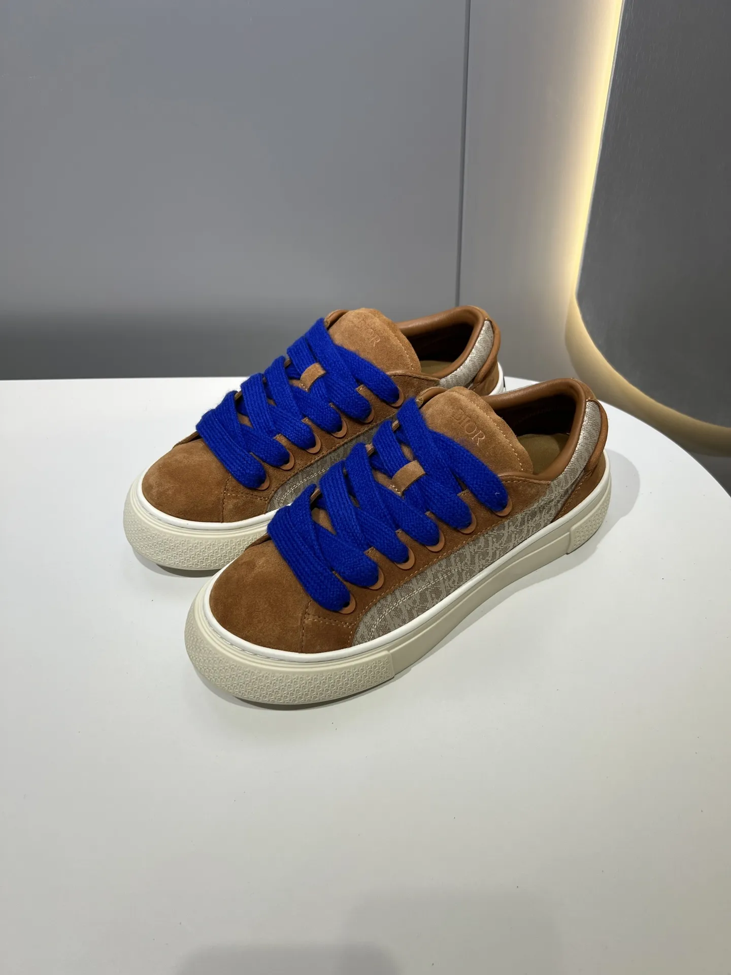 Dior B33 Sneakers – Couple Edition, Brown with Blue Laces,  Rep Shoes, Best Replica Sneakers MoistureWicking 49