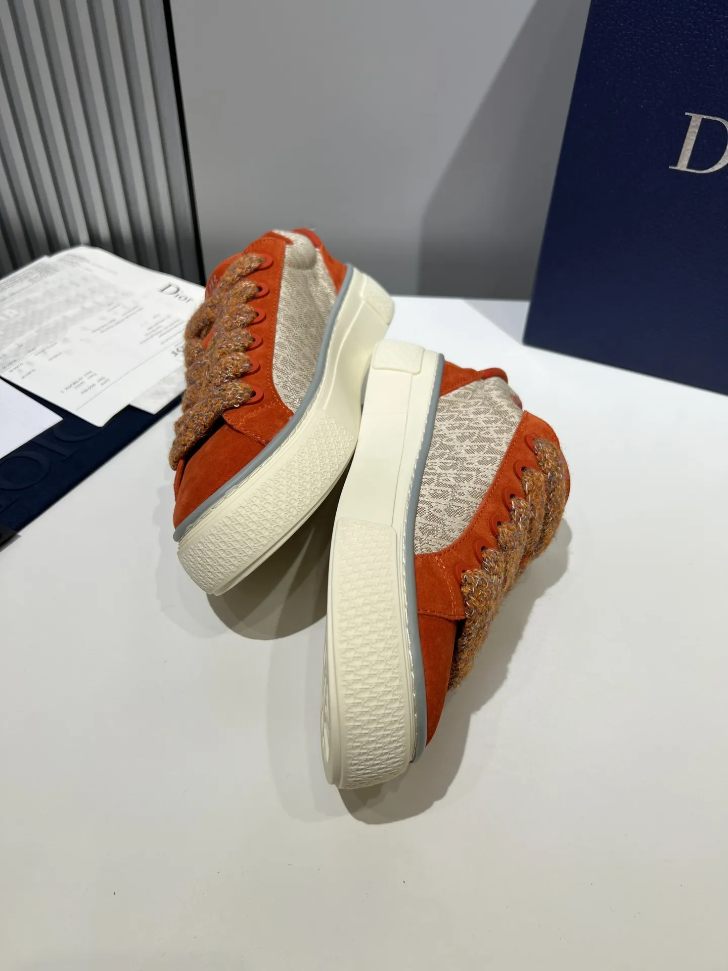 Dior B33 Sneakers – Orange and Beige Couples Edition,  Rep Shoes, Top-Quality Replica Dior Upgraded 25