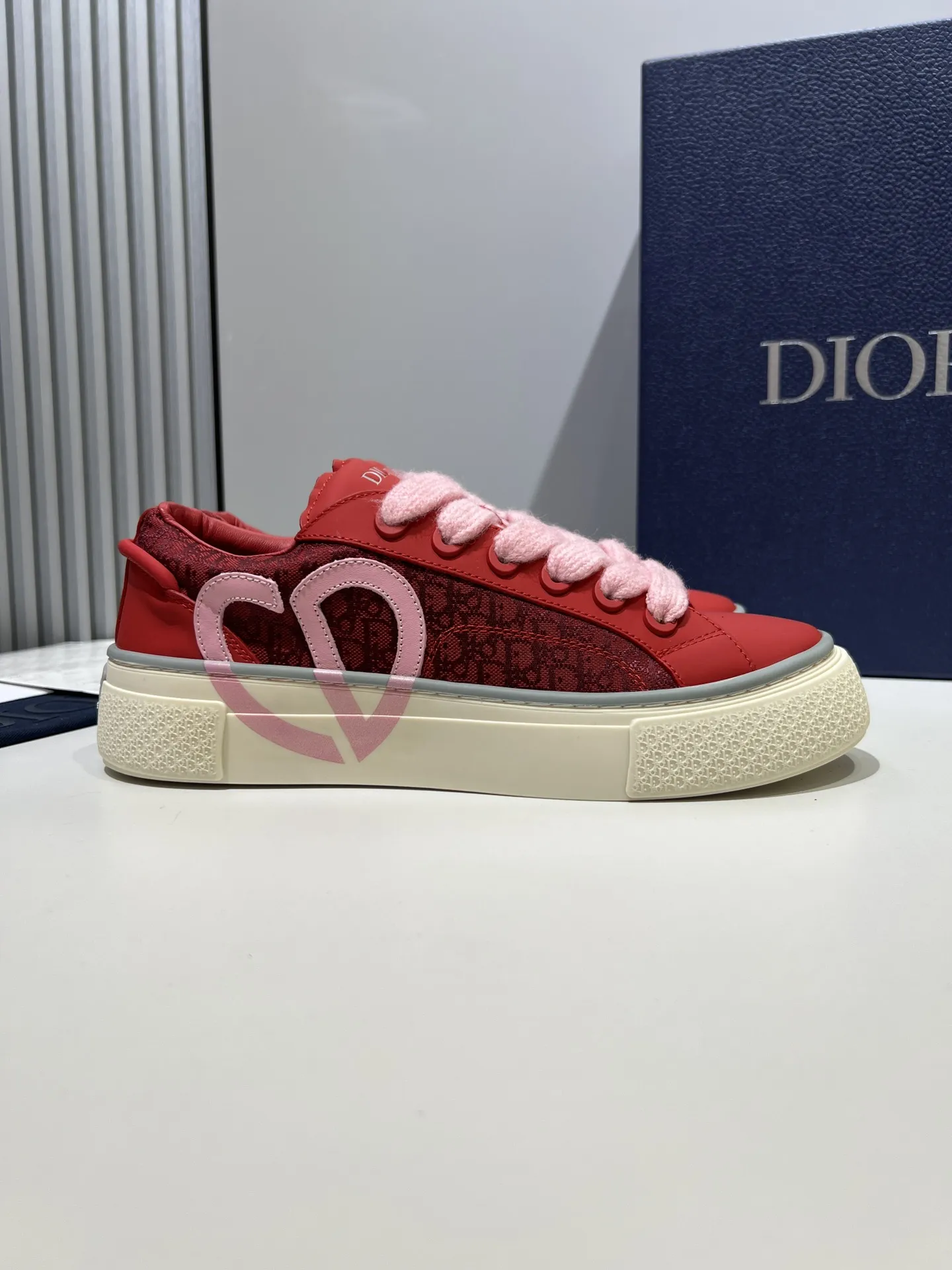 Dior B33 Sneakers – Red Color, Couples Edition,  Style with Best Replica Sneakers and Rep Shoes Design Affordable 35