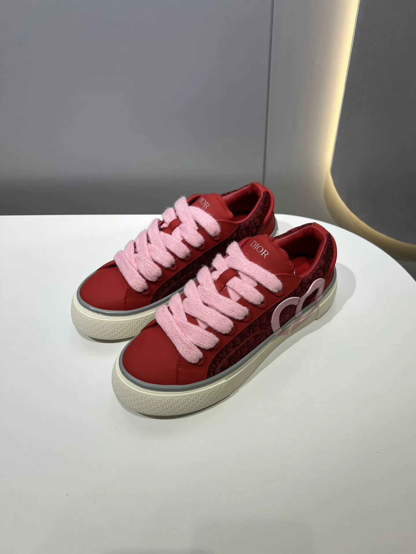 Dior B33 Sneakers – Red Color, Couples Edition,  Style with Best Replica Sneakers and Rep Shoes Design Affordable 35