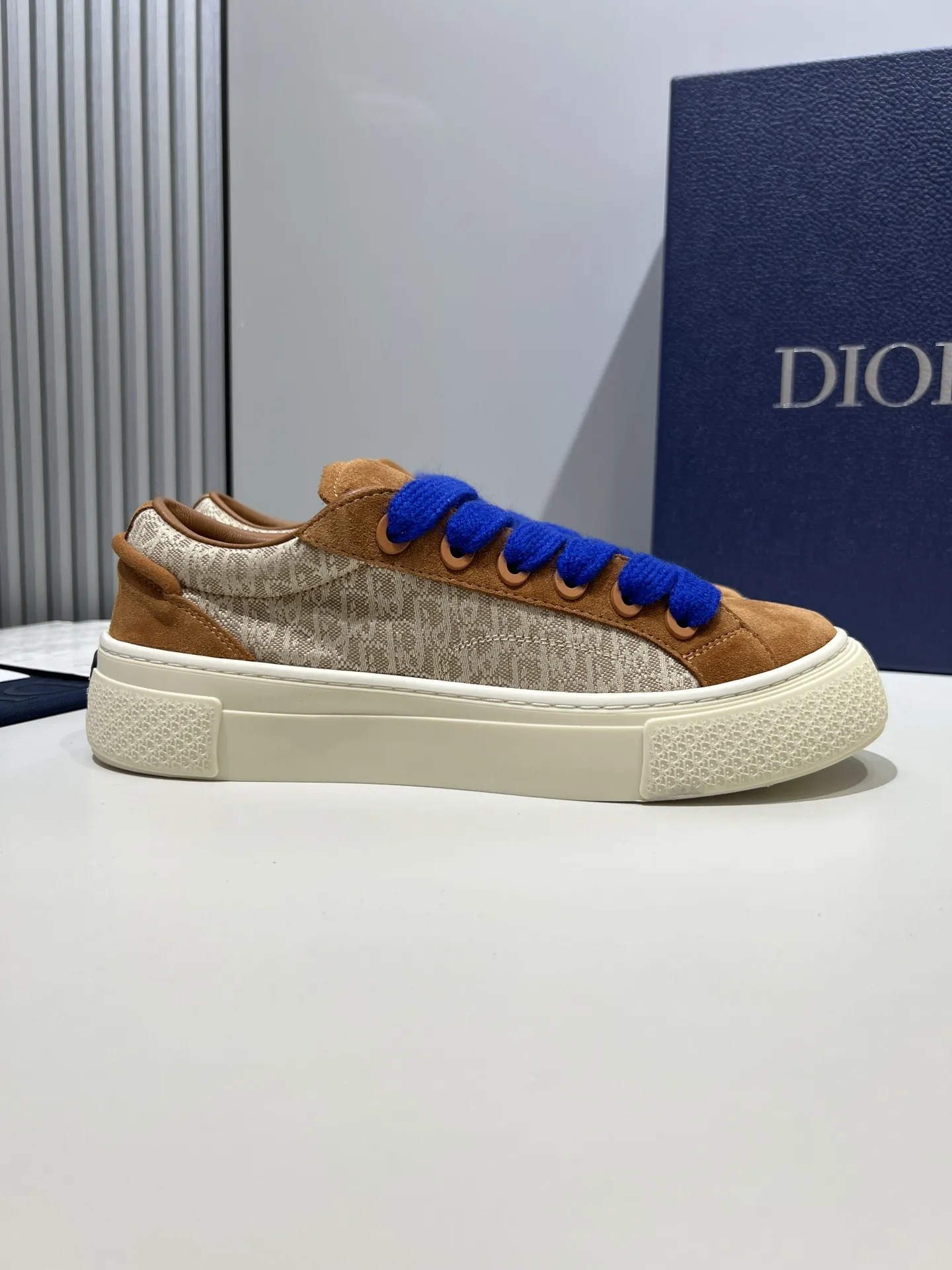 Dior B33 Sneakers for Couples – Black Brown with Blue Laces,  Edition Rep Shoes, Top-Quality Replica Dior Upgraded 26