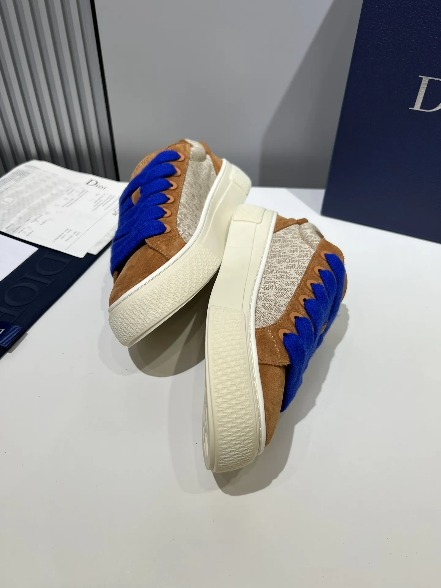 Dior B33 Sneakers for Couples – Black Brown with Blue Laces,  Edition Rep Shoes, Top-Quality Replica Dior Upgraded 26