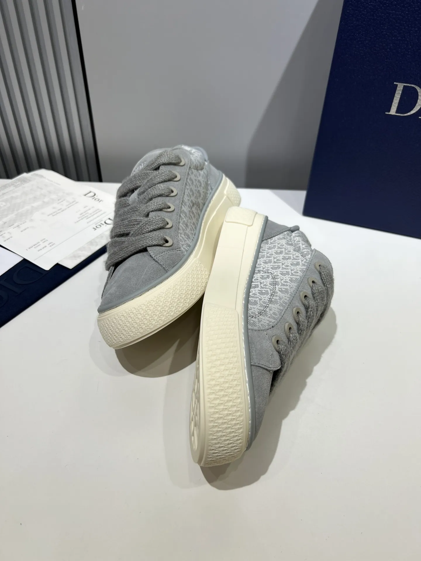 ZipUp Dior B33 Sneakers for Couples – Grey Color,  Edition, Sport Style with Top Rep Shoes and Fake Diors Design 32