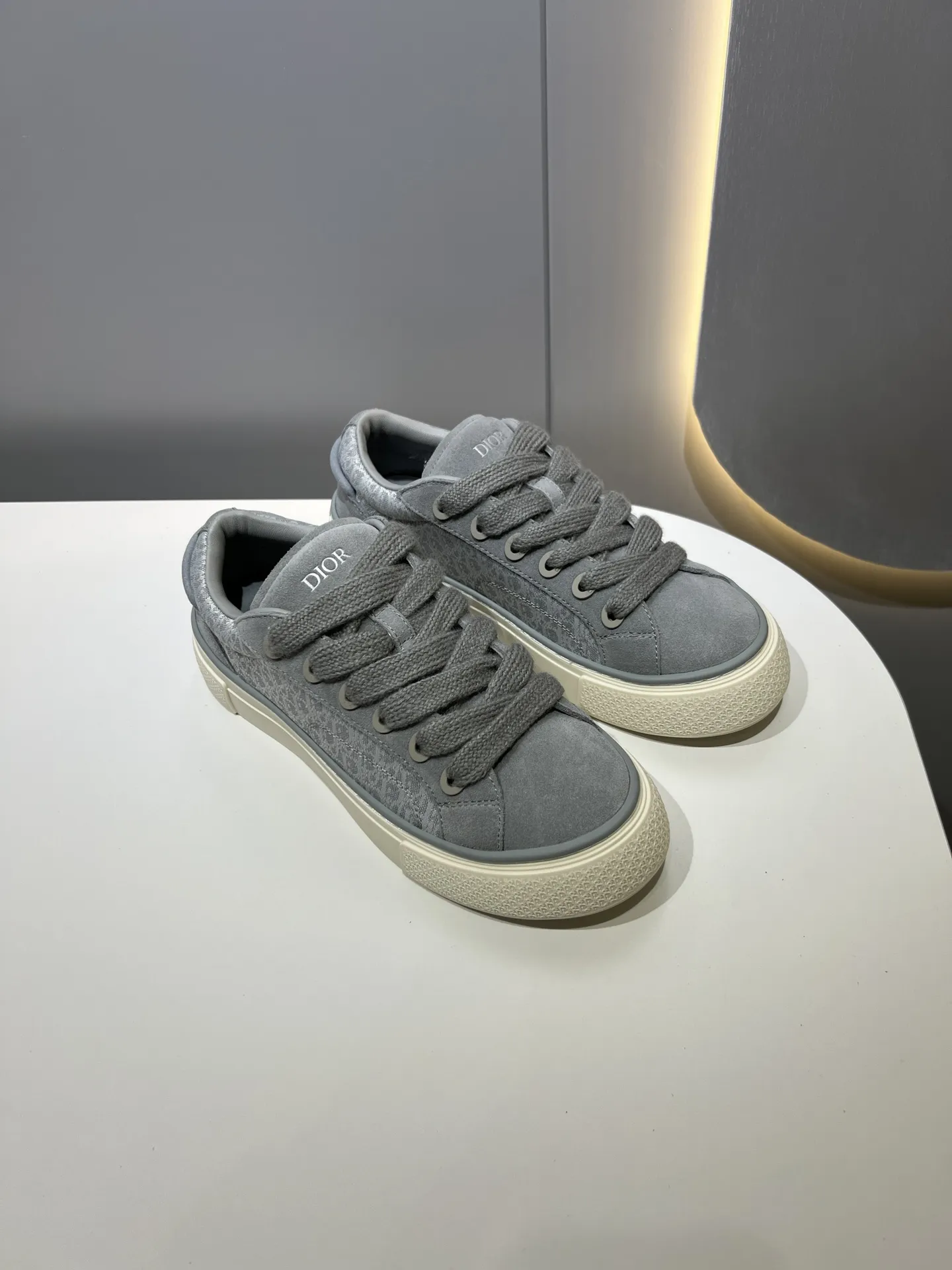 ZipUp Dior B33 Sneakers for Couples – Grey Color,  Edition, Sport Style with Top Rep Shoes and Fake Diors Design 32