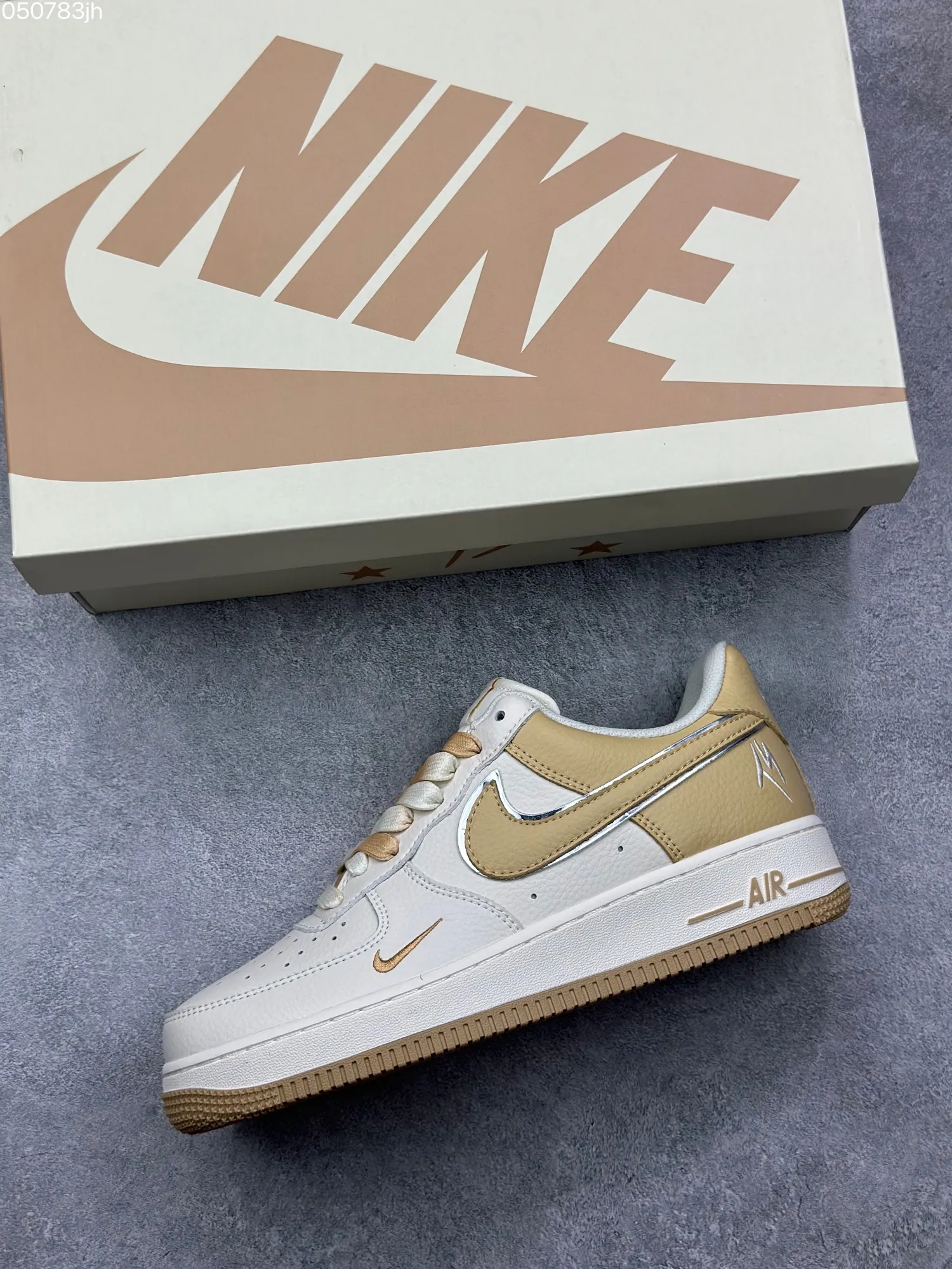 Fat Joe x Nike Air Force 1 Low ’07 Beige and Gold Custom Leather Rep Shoes – Best Replica Sneakers Durable 996