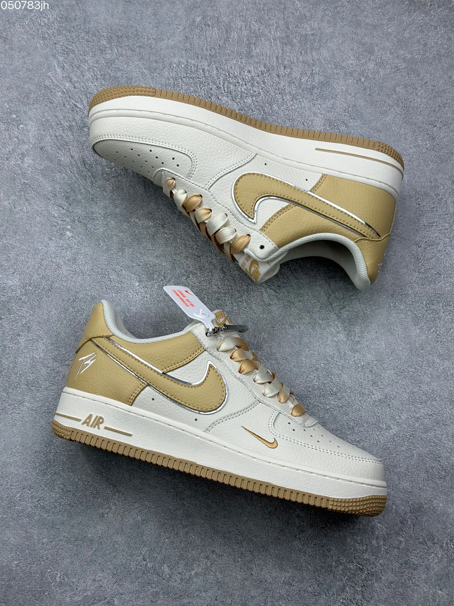 Fat Joe x Nike Air Force 1 Low ’07 Beige and Gold Custom Leather Rep Shoes – Best Replica Sneakers Durable 996