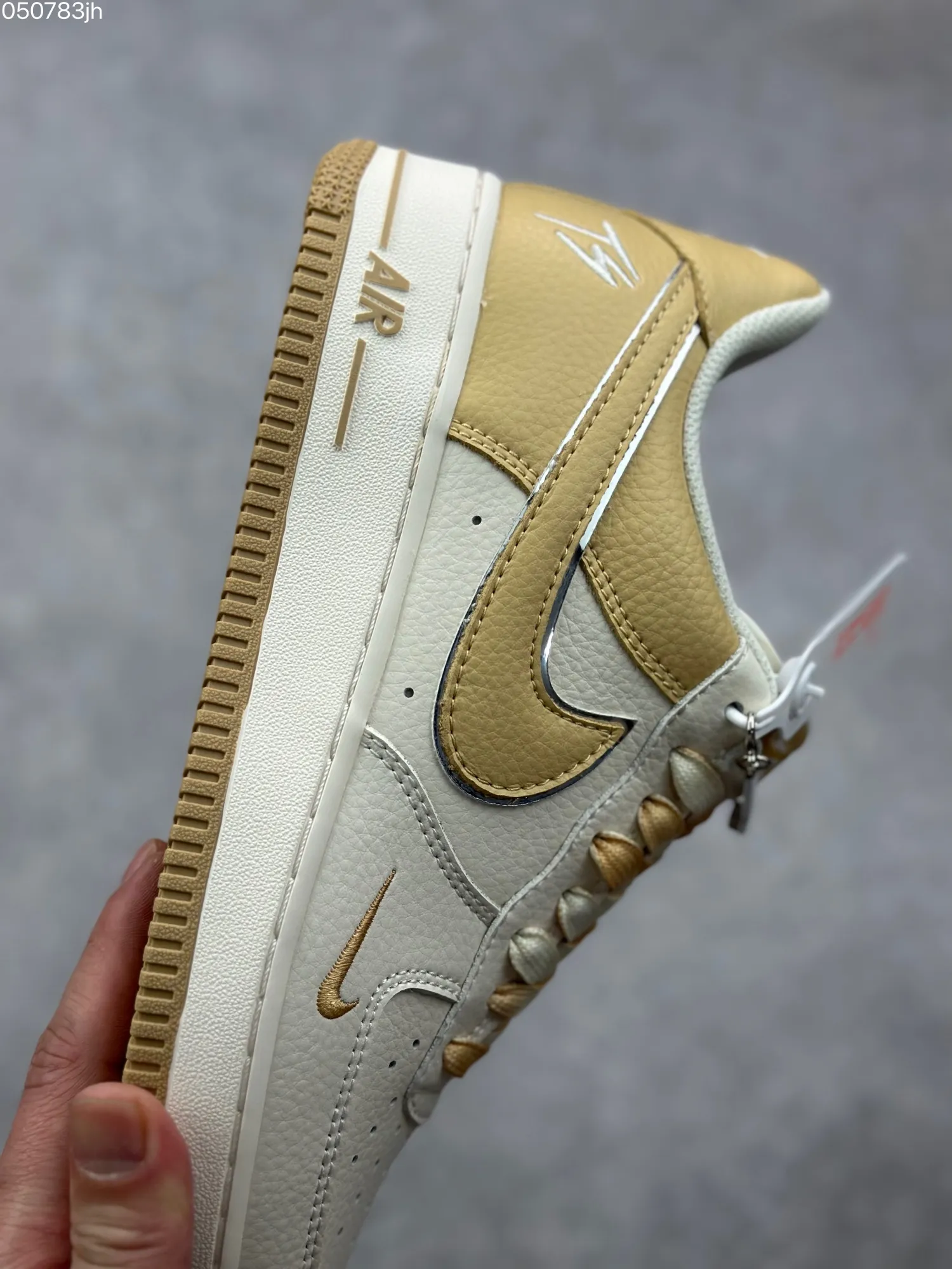 Fat Joe x Nike Air Force 1 Low ’07 Beige and Gold Custom Leather Rep Shoes – Best Replica Sneakers Durable 996