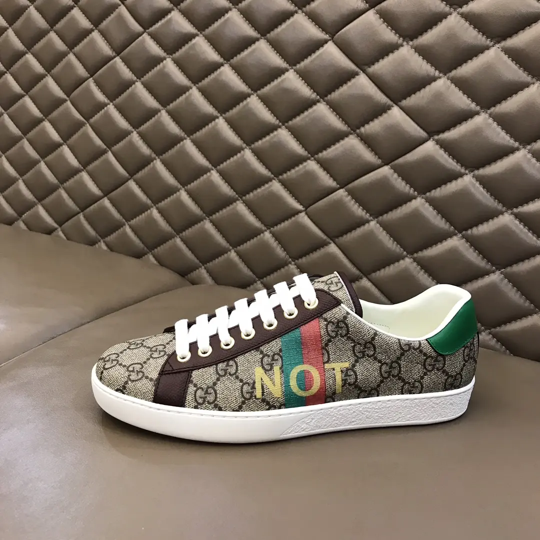Seasonal G House 2020 Ace  Sneakers – Beige with Brown Leather Trim, Unisex High Quality Rep Shoes with Gucci Replica Design 872