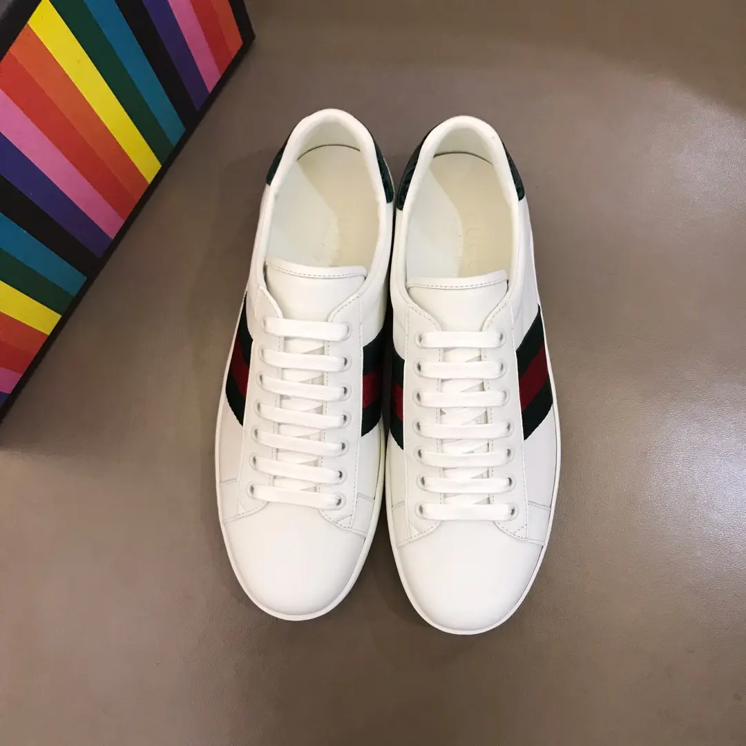 G House  White Sneakers – Green Red Stripes, Low-Top Style with High Quality Rep Shoes Design Unisex 856