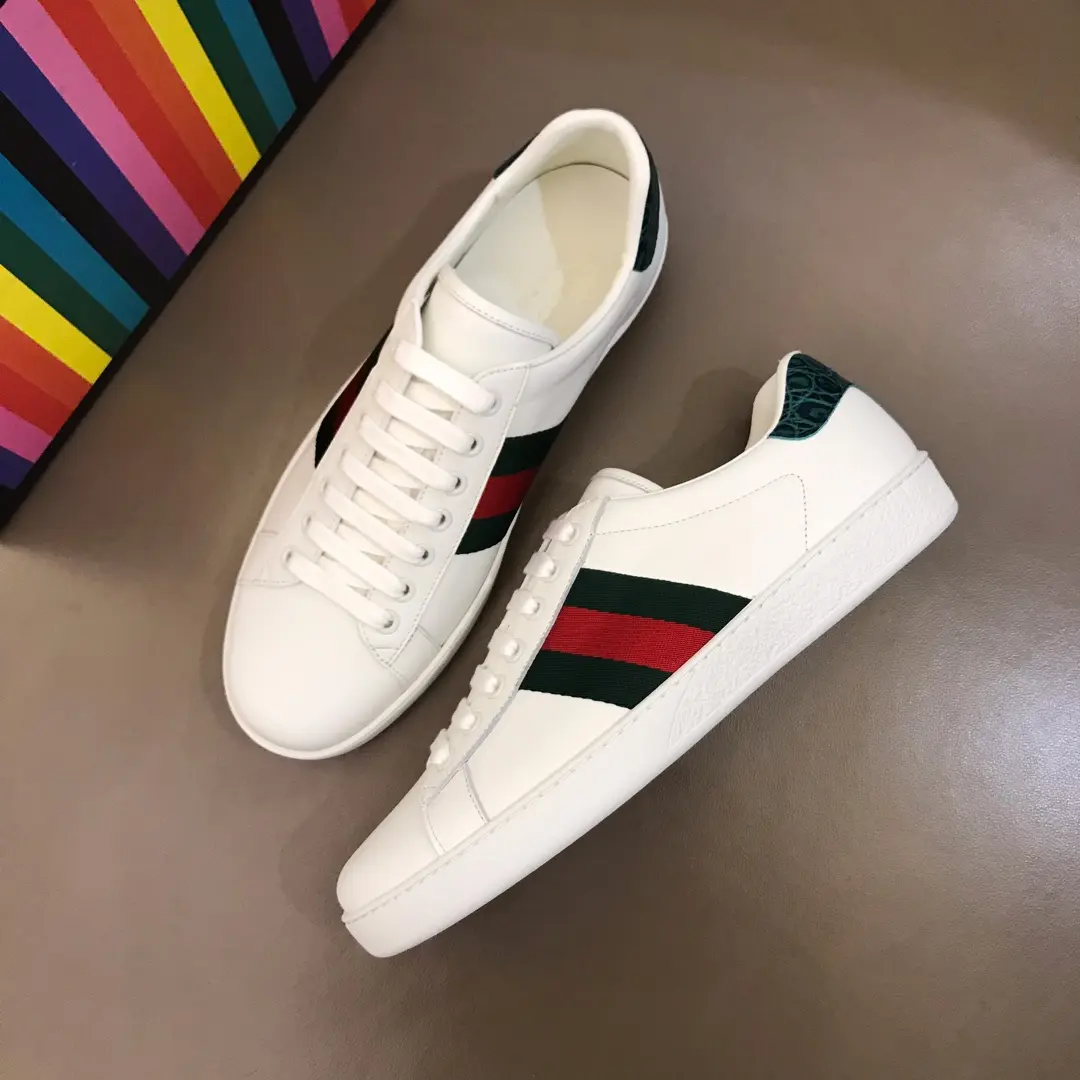 G House  White Sneakers – Green Red Stripes, Low-Top Style with High Quality Rep Shoes Design Unisex 856