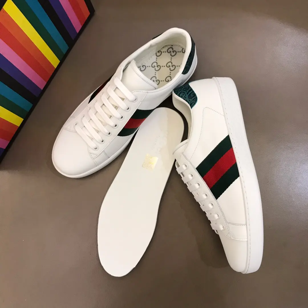 G House  White Sneakers – Green Red Stripes, Low-Top Style with High Quality Rep Shoes Design Unisex 856