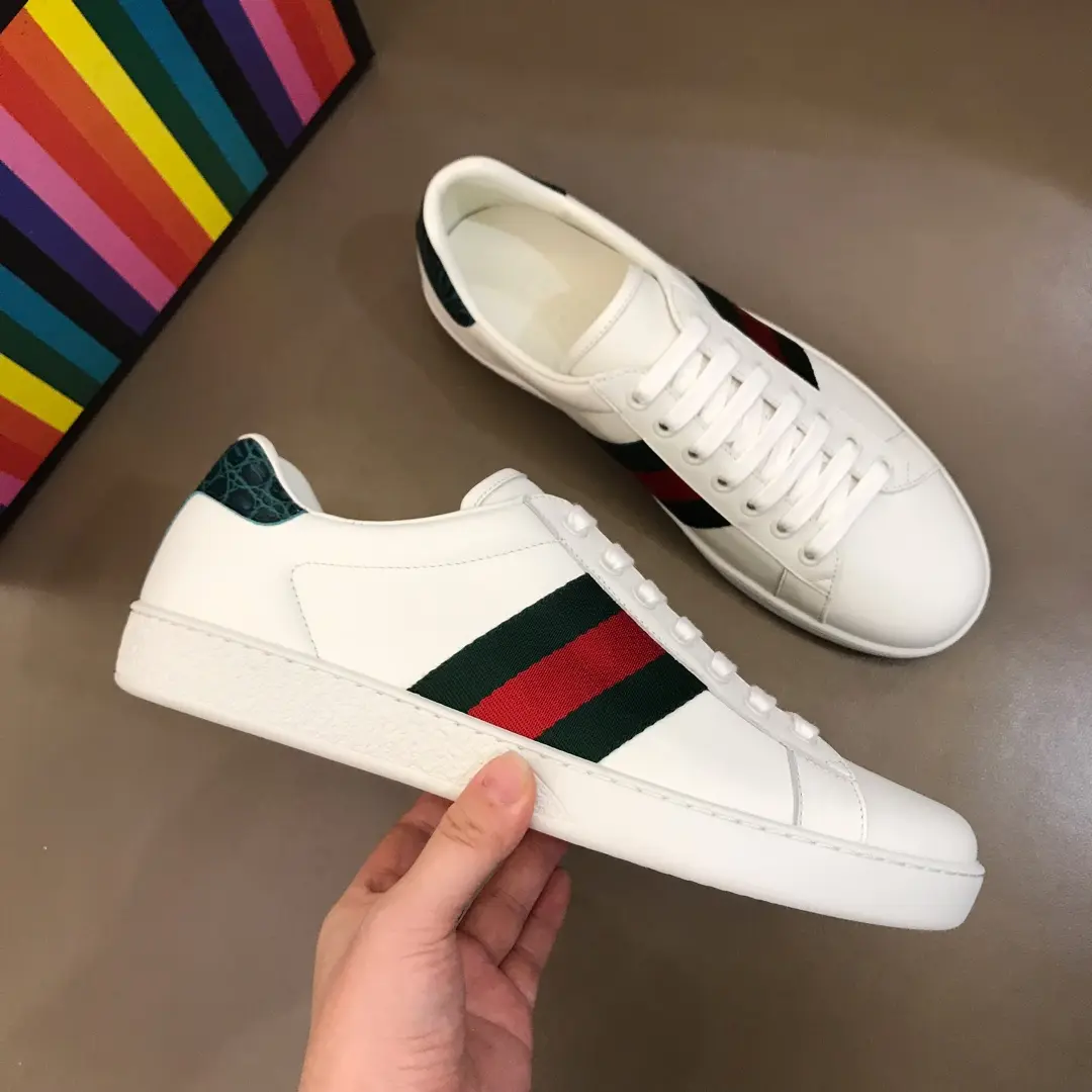 G House  White Sneakers – Green Red Stripes, Low-Top Style with High Quality Rep Shoes Design Unisex 856