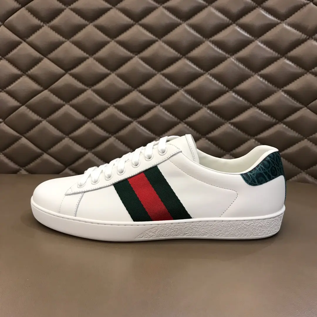 G House  White Sneakers – Green Red Stripes, Low-Top Style with High Quality Rep Shoes Design Unisex 856