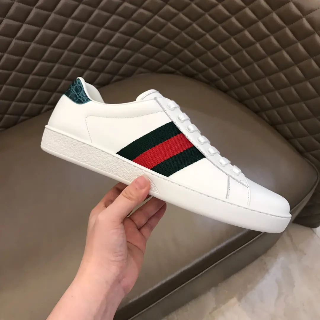 G House  White Sneakers – Green Red Stripes, Low-Top Style with High Quality Rep Shoes Design Unisex 856