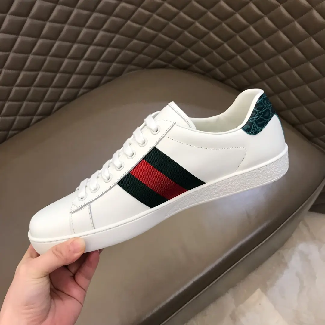 G House  White Sneakers – Green Red Stripes, Low-Top Style with High Quality Rep Shoes Design Unisex 856