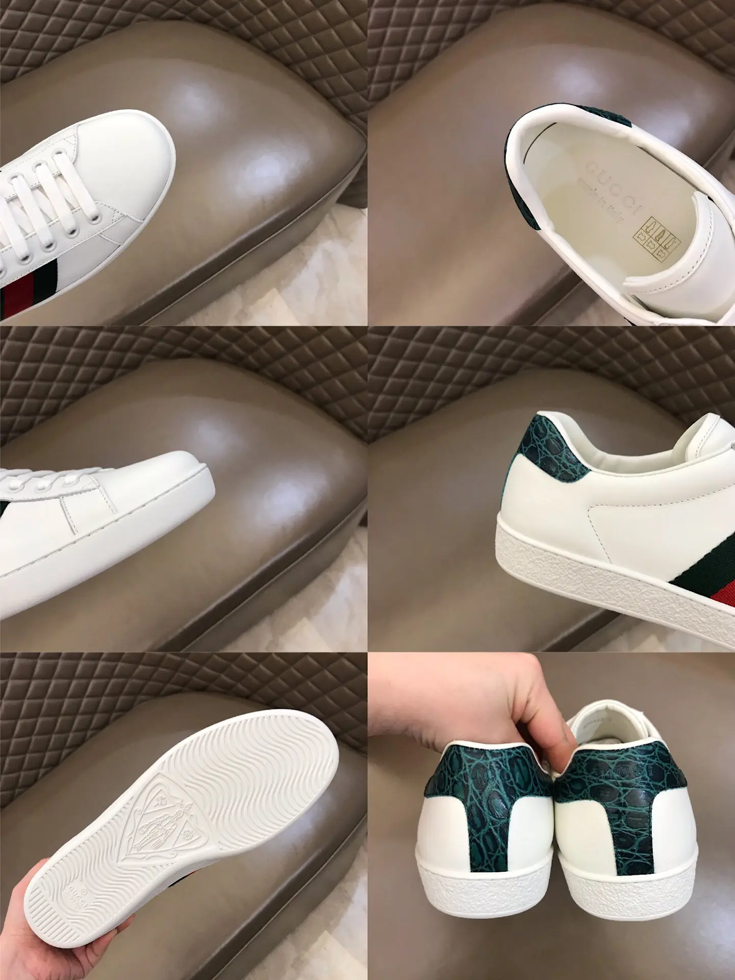 G House  White Sneakers – Green Red Stripes, Low-Top Style with High Quality Rep Shoes Design Unisex 856