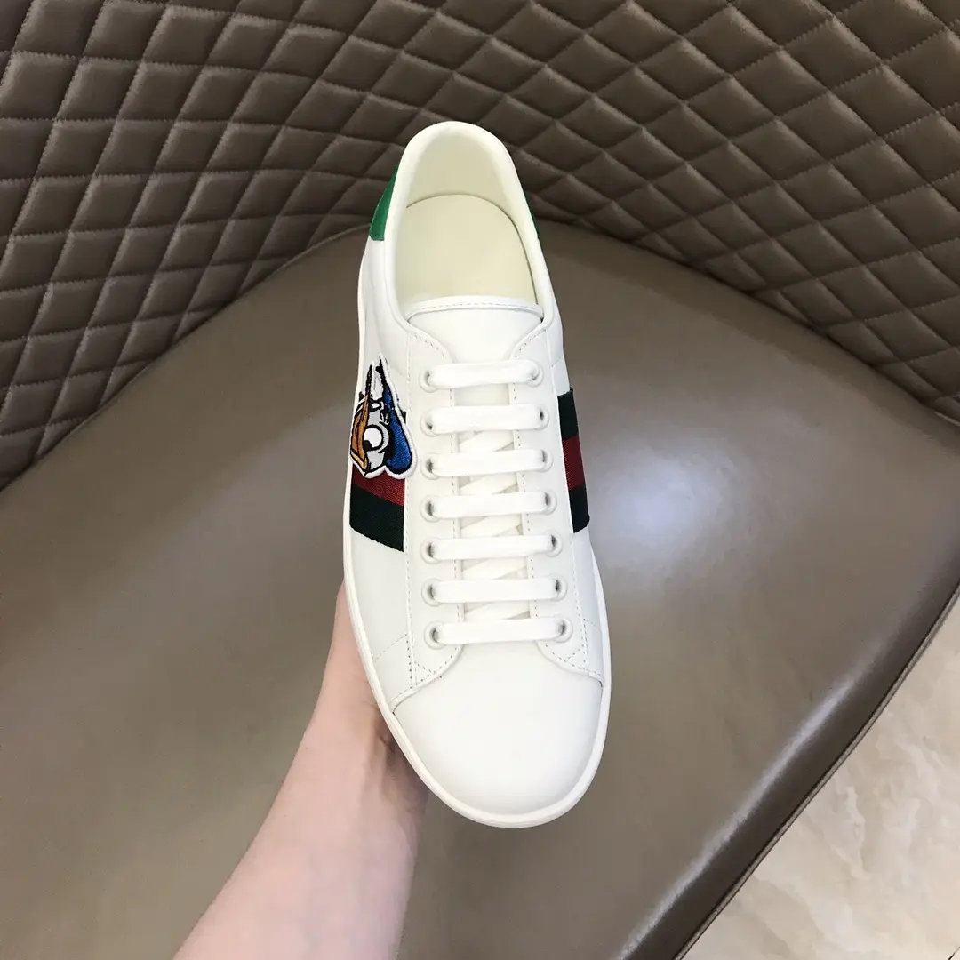 Youthful G House  White Sneakers – Low Top, Green Red Blue Stripes, High Quality Rep Shoes with Gucci Replica Design 845
