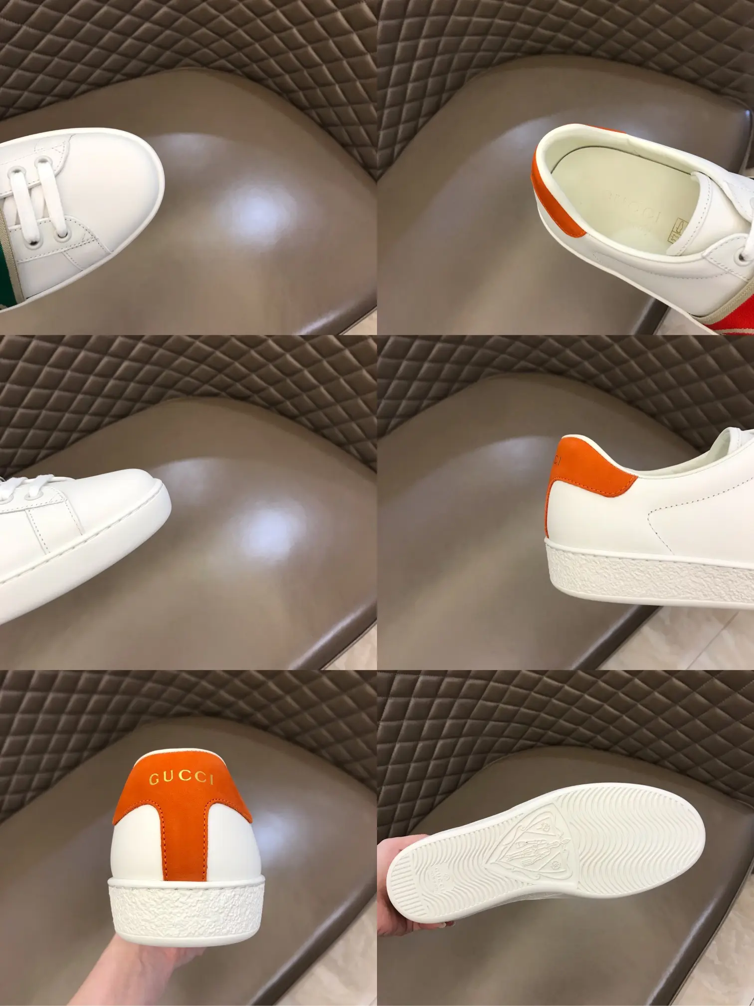 Original G House  White Sneakers – Red, Green & White Striped Design – Unisex High Quality Replica Shoes with Gucci-Inspired Look 851